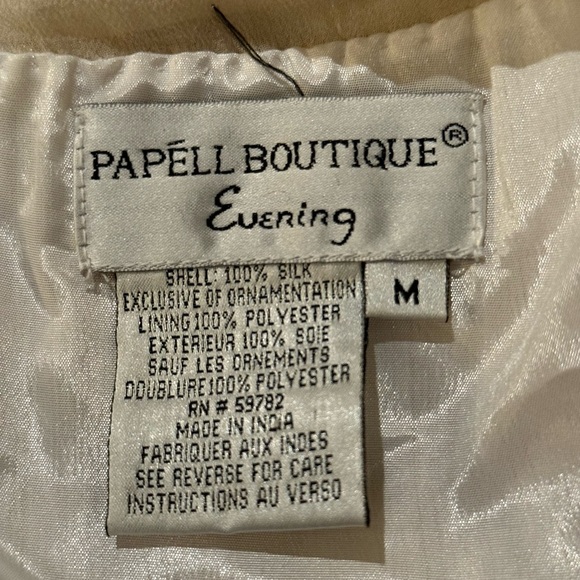 Papéll Boutique Evening vintage white beaded sheer collar blouse women’s size M - Picture 7 of 8